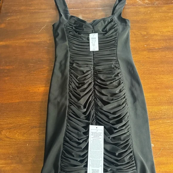 Cache Black Ruched Mini Dress - Picture 2 of 4